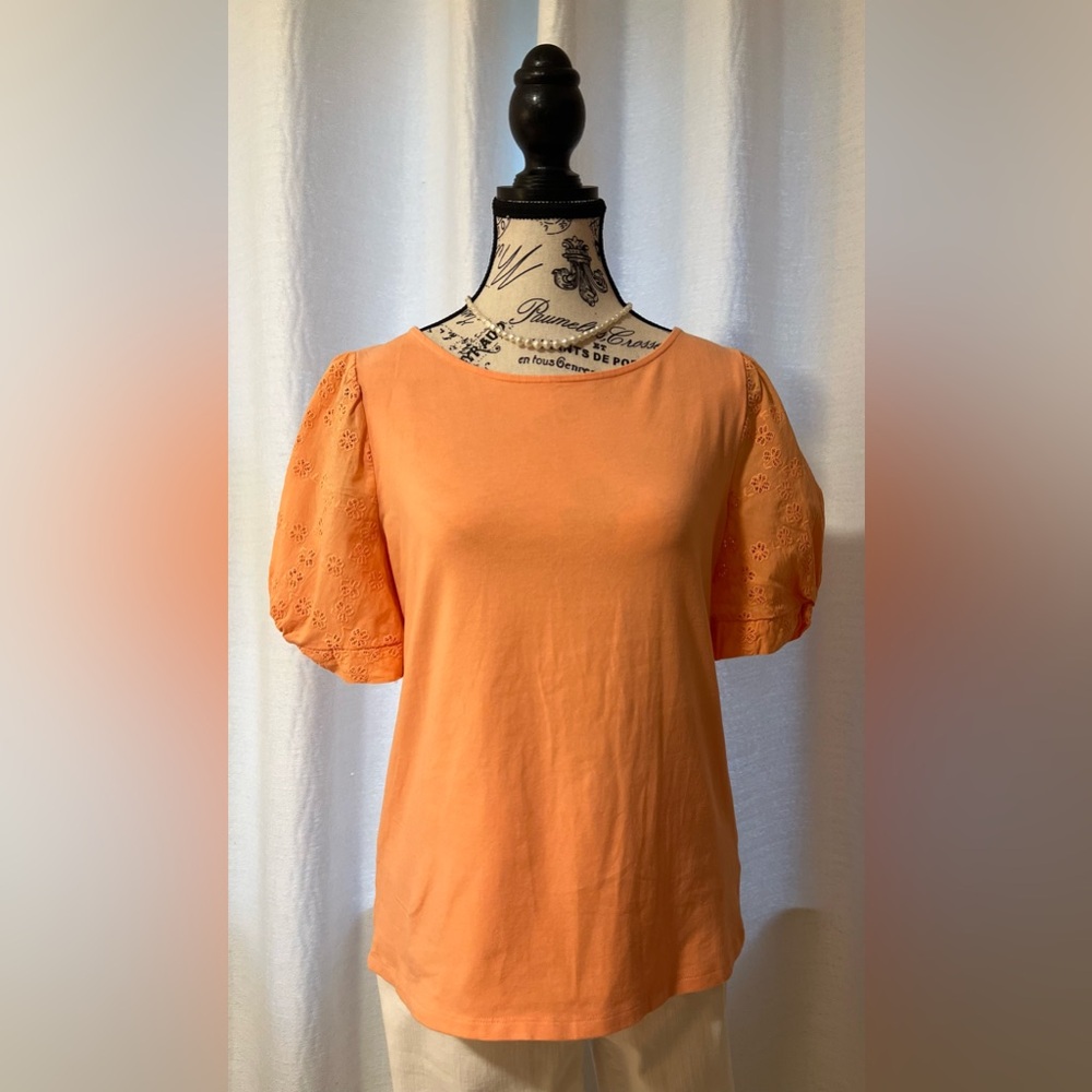 Peach Eyelet Sleeve Women's Top